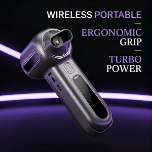 5-in-1 150000RPM Super Power Electric Compressed Air Duster with LED Light Cordless Rechargeable Electric Leaf Blower Turbo Jet Blower Handheld Leaf Blower with Charging Cable Suitable for Car Cleaning Lawn Care BBQ Dust Removal and Weeding