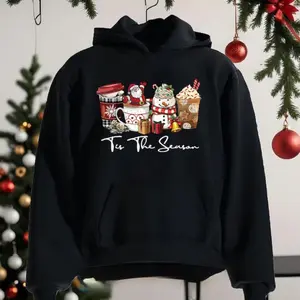 Merry Christmas Hoodie, Christmas Hoodies, Christmas Jumper, Christmas Jumpers For Women, Xmas Jumper, Santa, Snow Man, Santa Mug (Hoodie) Men's Fashion Hoodie Comfortable and Trendy Hooded Pullover Soft and Breathable Suitable for Autumn and Winter
