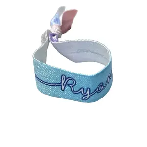 Pastel Rainbow Custom Name Elastic Hair Tie Bracelet