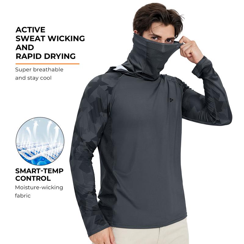 RODEEL 915 Sun Hoodie Shirts with Mask Neck Gaiter Men UPF 50+ UV Protection Raglan Long Sleeve Lightweight Quick Dry Moisture Wicking Breathable Cooling Athletic Activewear for Outdoor Hiking Fishing Boating Biking Sport Construction Roofing Landscaping RODEEL 915 Sun Hoodie Shirts with Mask Neck Gaiter Men UPF 50+ UV Protection Raglan Long Sleeve Lightweight Quick Dry Moisture Wicking Breathable Cooling Athletic Activewear for Outdoor Hiking Fishing Boating Biking Sport Construction Roofing Landscaping