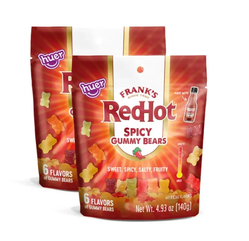 2 PACK Huer - Frank's RedHot Original Spicy Gummy Bears 2 Pack - Sweet, Spicy, Salty, Fruity Candy - 6 Flavors