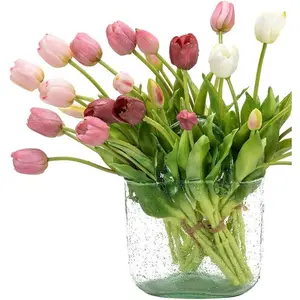 10 Artificial Tulips Latex Bouquet, Fake Tulips Decorative for Office Wedding Party Home Kitchen Garden Decor (light, 10 Pieces)
