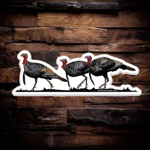 Three Birds Wild Turkey  Hunting Sticker, Laptop Water Bottle Decal Sticker