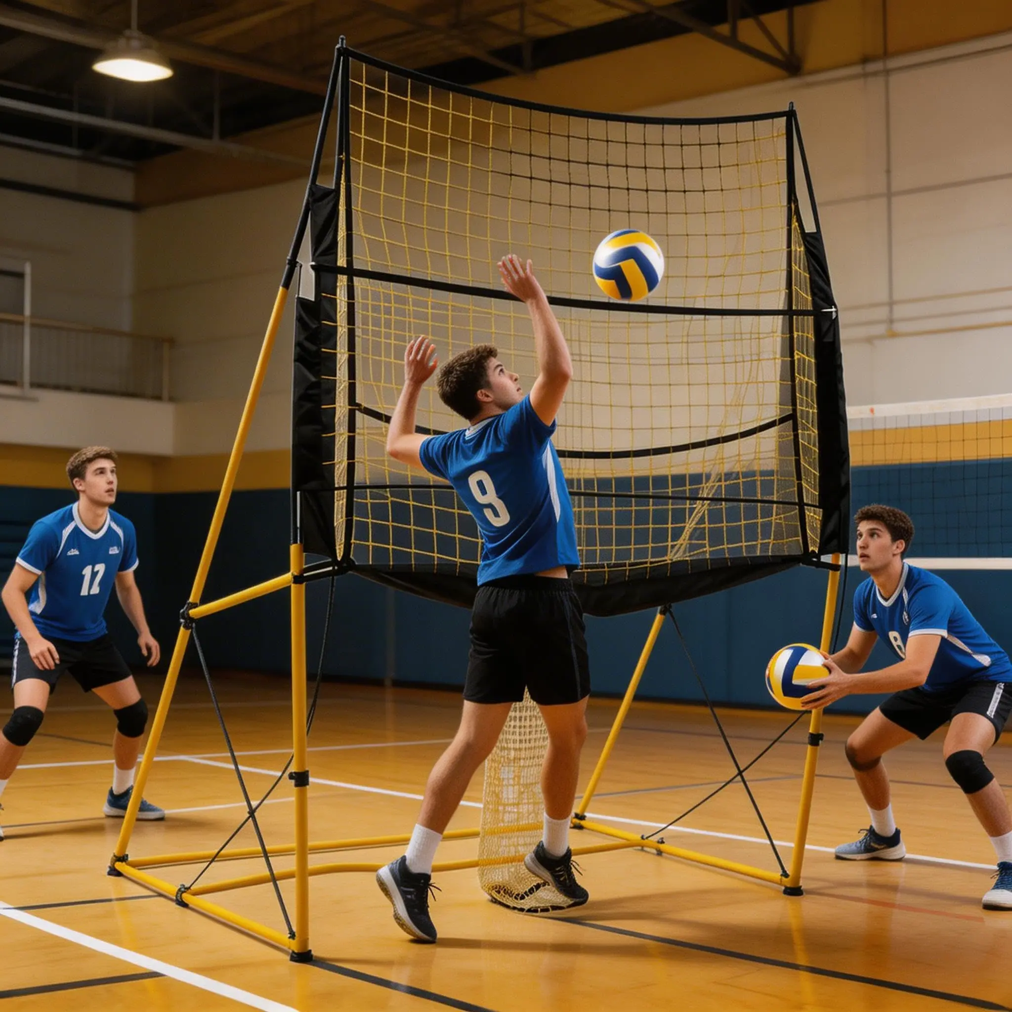 Garvee Upgraded Volleyball Training Equipment, Height Adjustable Portable Volleyball Practice Net with Ball Return System & Carry Bag for Serving, Spiking, Solo and Team Drills, Beach Backyard Indoor Outdoor Multiple colors