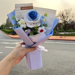 Handmade Crochet Flower Bouquet, Cute Flower Bouquet, Decorative Flower Bouquet for Home Office Decor, Crochet Flowers Bouquet