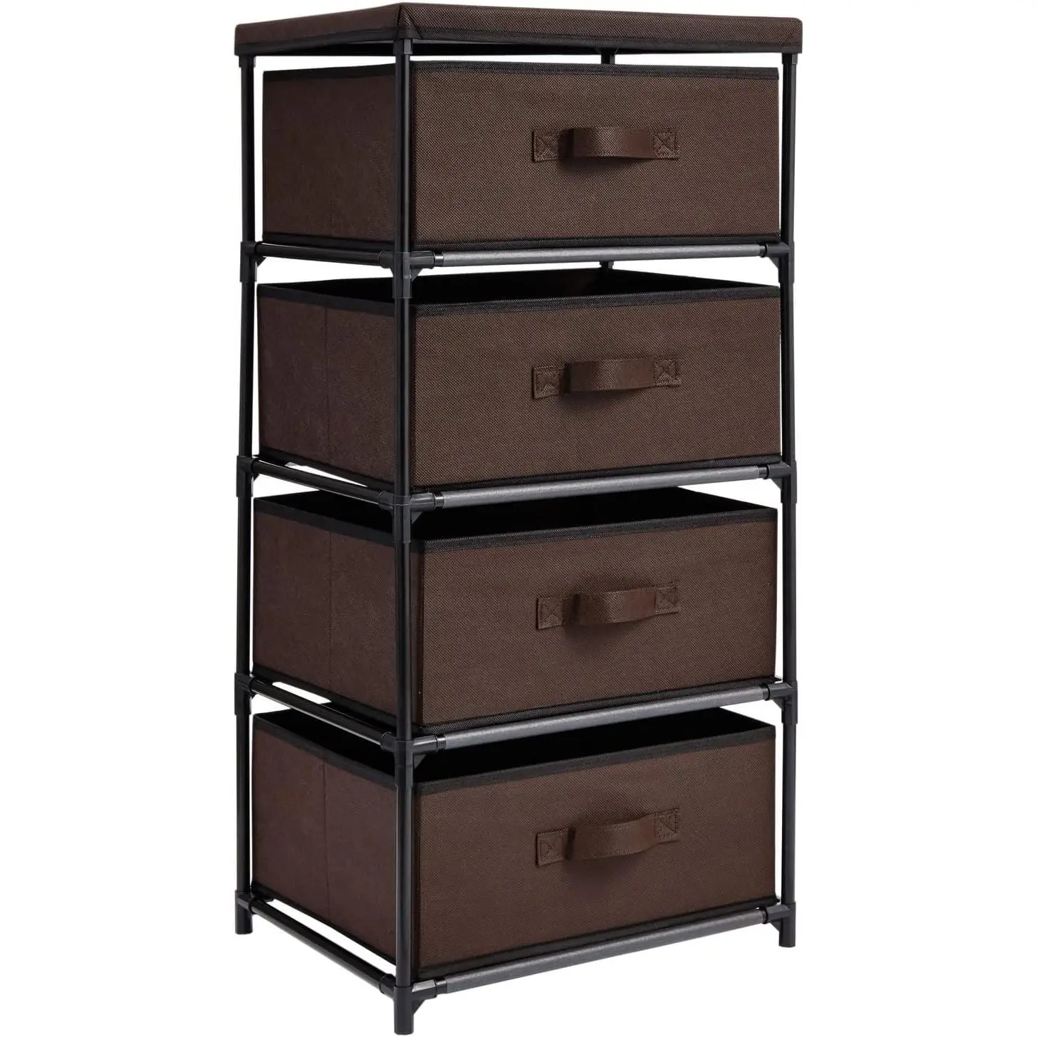4-Tier Tall Closet Dresser with Drawers - Clothes Organizer and Small Fabric Storage for Bedroom (Dark Brown)