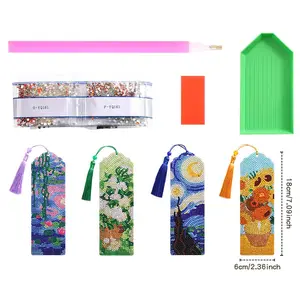 Vintage Oil Painting Pattern DIY Diamond Art Bookmark Set, 4 Counts/set Bookmark with Tassel & Tools, Handmade Bookmarks for Journals, Planners, and DIY Crafts, Book Accessories