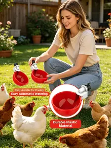 Automatic Chicken Waterer Cups, No‑Leak Poultry Water Feeder Bowl, Durable Plastic Watering Cup for Chickens Ducks Geese Quail