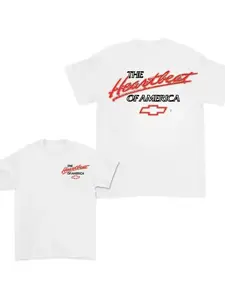 Neon Chevrolet Heartbeat of America T-shirt, a top gift for casual men's wear. Give it to her in full size, full color, classic slim fit round neck short sleeved shirt