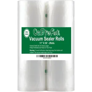 O2frepak 2Pack (Total 100Feet) 11x50 Rolls Vacuum Sealer Bags Rolls with BPA Free,Heavy Duty Vacuum Food Sealer Storage Bags Rolls,Cut to Size Roll,Great for Sous Vide