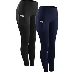 High Waist Yoga Pants, 2 Pack,Pocket Yoga Pants Tummy Control Workout Running 4 Way Stretch Yoga Leggings