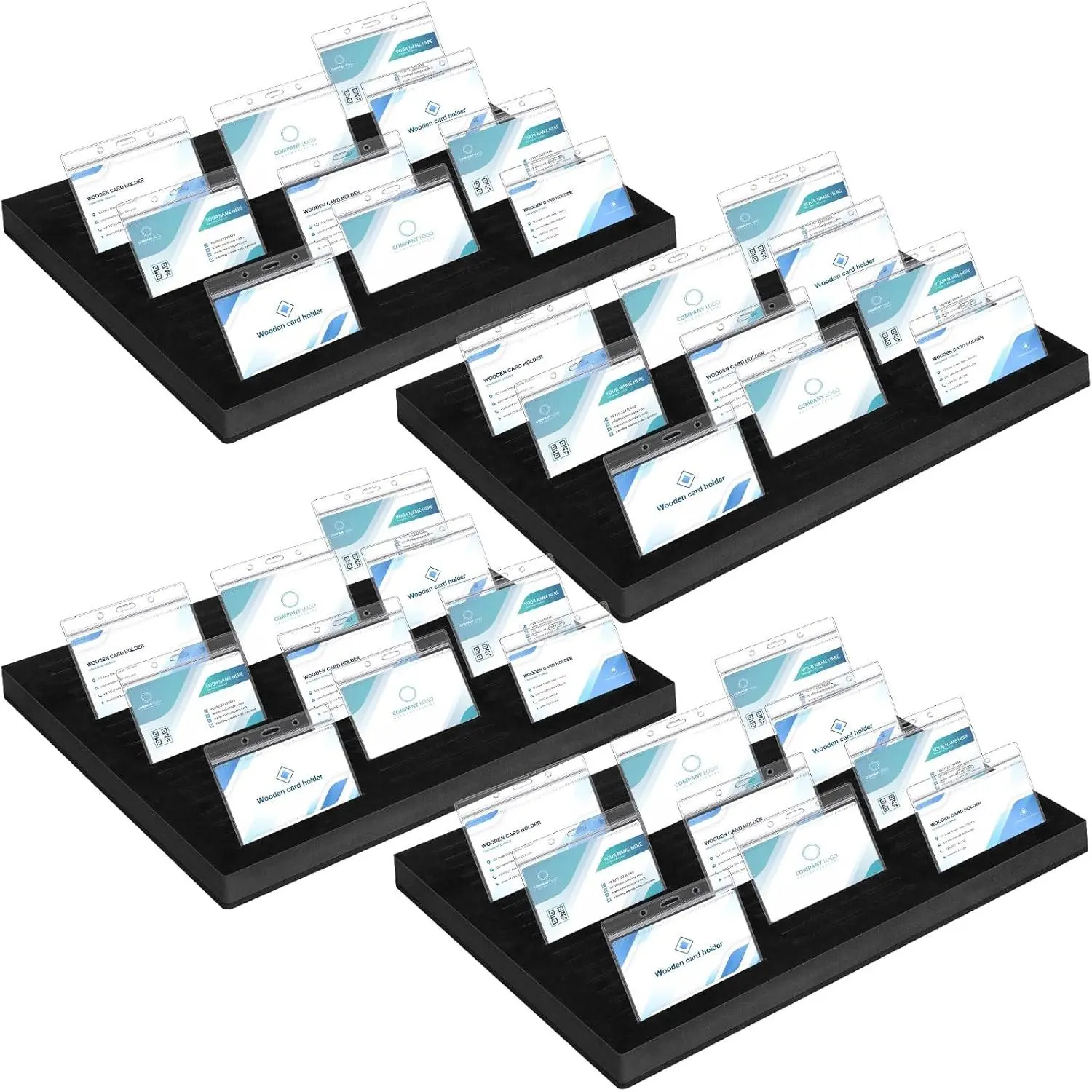 4 count Name Badge Holder ID Badge Tray Organizer Name Badge Organizer Badge  Holds 60 Badges ID Tag Name Badge Organizer Name Tag Holders for Office, 16 3/4 x 12 x 1 1/4 Inch