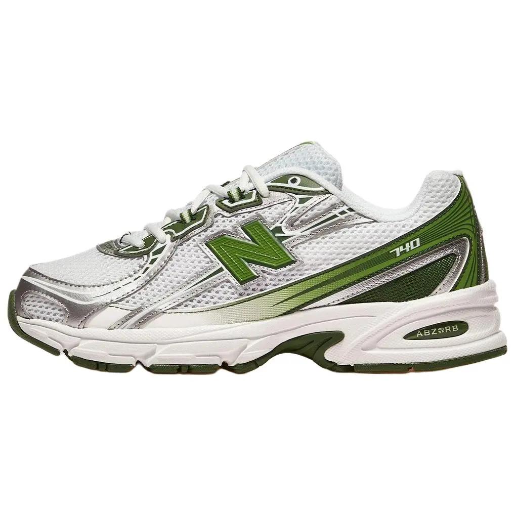 New Balance 740 Athletic Sneaker - White Alpine Green Silver Metallic, Men's/Women's Sports Footwear, Comfortable Walking Shoes, Shoe, Sports Shoes