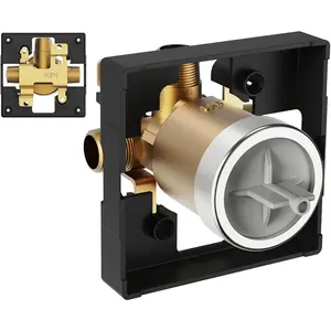 R10000-UNBXHF Universal Shower Rough-In Valve Body,Compatible with Delta MultiChoice 13 14 17 17T Shower Tub Single or Dual Function Trim Kit, 3 Port 1/2 Inch Connection,High Flow Without Stops,Brass