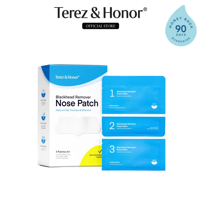 Terez & Honor Blackhead Remover Nose Pore Patches Korean Skincare Patented Pimples Natural Painless Dermatologist Tested All Skin Types Clear Coconut