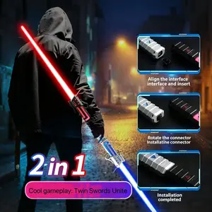 Metal Lightsaber with Glow Stick, 7 Colors, 4 Handle Options, Durable Metal Structure, Role Play, Halloween, Theme Party, Fashion Accessory