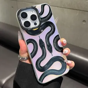 Cool Black Snake Phone Case for iPhone Samsung Galaxy 17 Air 16Pro Max 15 14Plus 13 12 11, Girly Horror Aesthetic Phone Case Shockproof Drop Protection Durable Protective Silicone Cover Tuff phone cases.QXD914