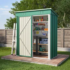 Gizoon 5' x 3'Outdoor Storage Shed with Singe Lockable Door Galvanized Metal Shed with Air Vent Suitable for The Garden Tiny House Storage Sheds Outdoor for Backyard Patio Lawn