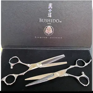 Bushido Japanese Steel Haircutting Scissors 6" Right Hand Ergonomic Design Razer Sharp HRC 59 Made in Japan