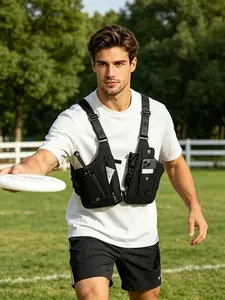 Trendy Outdoor Harness Vest Chest Pack, Layered Street Style Multi Pocket Sling Bag, Lightweight Portable Crossbody Bag for Daily Outing Cycling Jogging Sports Events Camping Hiking Fishing