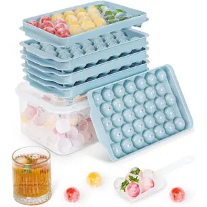 3 Pack Ice Trays for Freezer 99 PCS Ice Cube Tray with Lid and Bin Round Ice Cube Trays for Freezer Circle Ice Cube Tray for Chilling Drinks Utensils Blue freezer  frost  mold