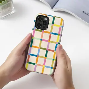 Colorful Plaid Pattern Phone Case, 2 in 1 Shockproof Phone Protective Cover, Phone Accessory Compatible with iPhone 11 12 13 14 15 Pro Max
