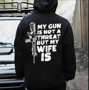 My Gun Is Not A Threat But My Wife Is Shirt, Hoodie , Shirt, Top Menswear, Cotton Tee Shirt Casual Streetwear, Sweatshirt, Underwear Tshirt, Streetwear Human,Men's Casual Crew Neck T-Shirt, Menswear, Tops,Gift for Husband,  Unisex