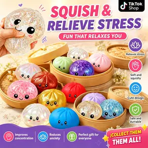 [Blind Box] 2026 New Glitter Dumpling Squishy with Steamer Box, Soft Sensory Fidget Steamed Bun Squeeze Toy for Adult Stress & Anxiety Relief