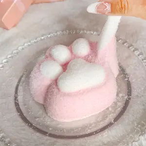 Jumbo Pink-White Cat Paw Squishy, Creamy Soft Food-Grade Silicone Squeeze Item for Premium Adult Stress Relief & Desk Fidgeting
