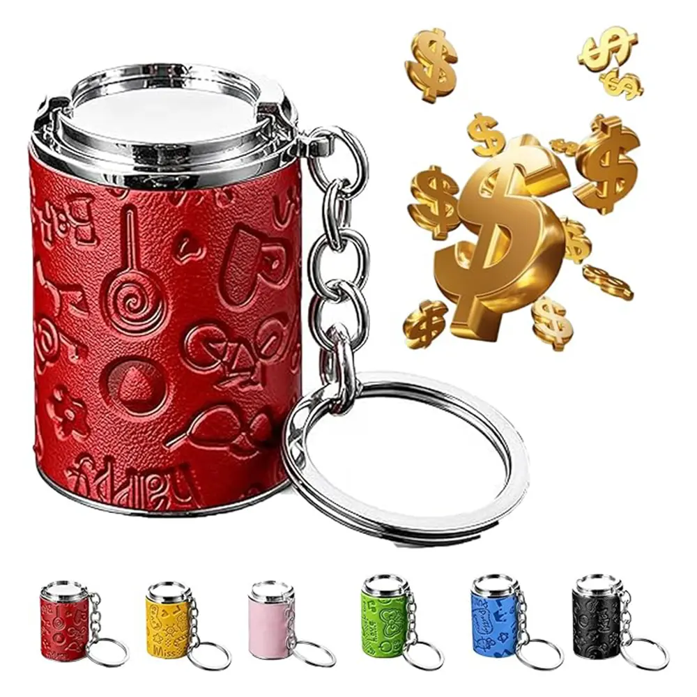 Mini Coin Bank 2-in-1 Fidget Stress Relief & Portable Coin Storage Loose Change Holder Secure Snap Closure Keychain Perfect for Daily Carry Satisfying Coin Drop Feel Piggy Bank