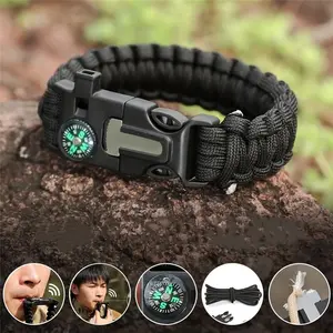 Outdoor Multi-Function Five-in-One Multi-function Paracord Survival Bracelet Men Women Camping Adventure Emergency Rescue Survival Rope Bracelets