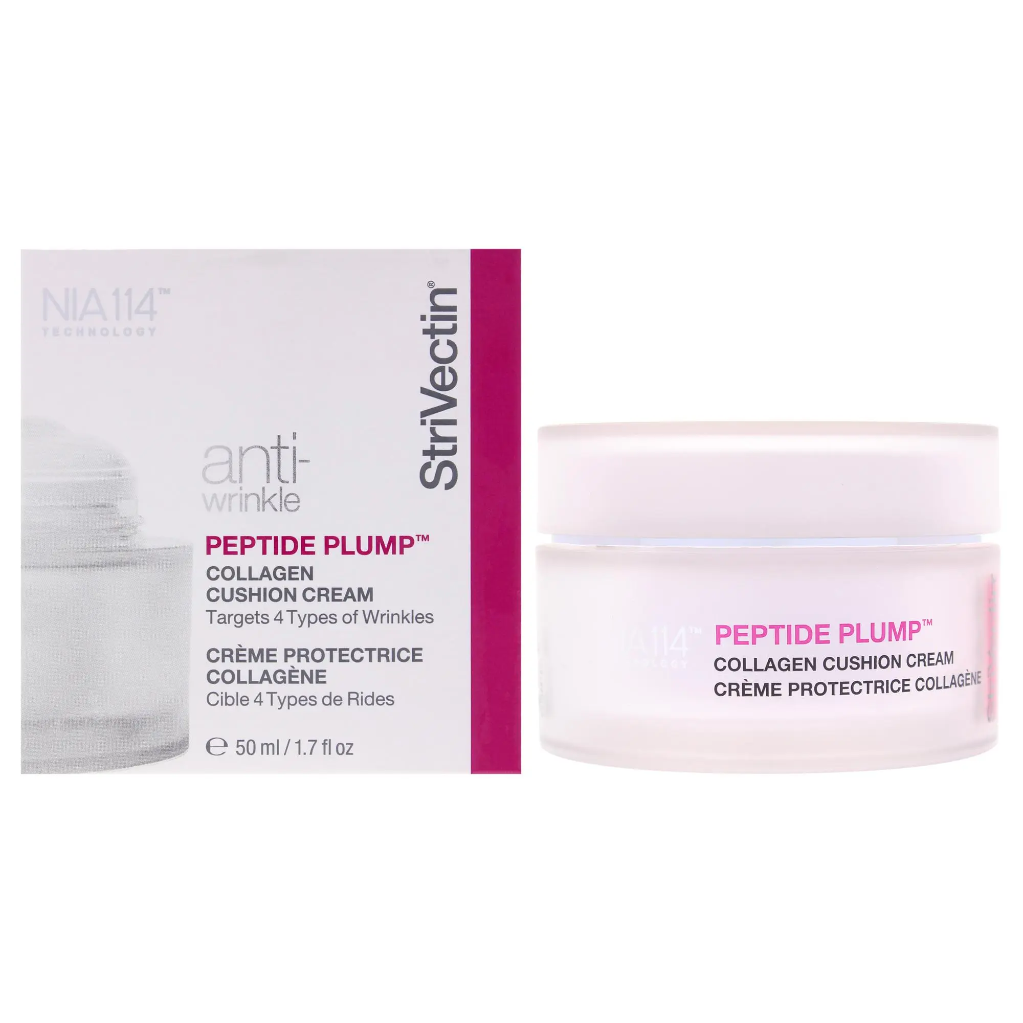 StriVectin Peptide Plump Collagen Cushion Cream - Women's Daily Anti-Wrinkle Moisturizer, Targets 4 Types of Wrinkles, Anytime Use, 1.7 oz