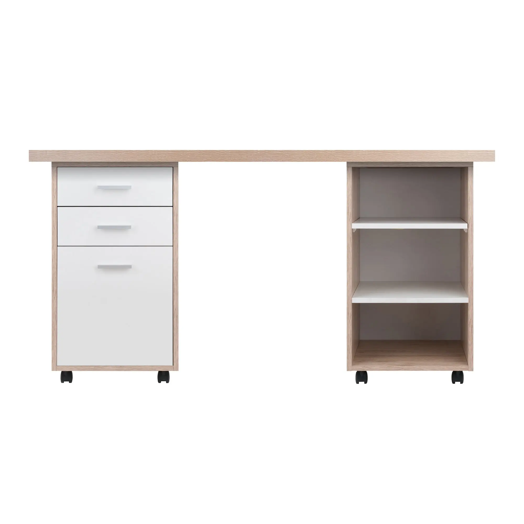Winsome Kenner 3-Pc Modular Desk Set, Reclaimed Wood and White, Style 2, Composite wood