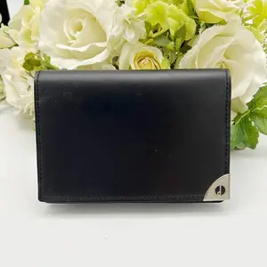 Pre-owned Dunhill As Shown Shoulder Bags Sidecar Gunmetal Leather Business Card Case Holder se0303ss