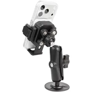 Dashboard Phone Holder for , , Boat - Vibration Dampener [Camera Friendly] [1s Lock & Release] [ Medium Arm], Flex Adhesive 1" Ball Base Phone Mount for 4.7-7.2" Smartphones