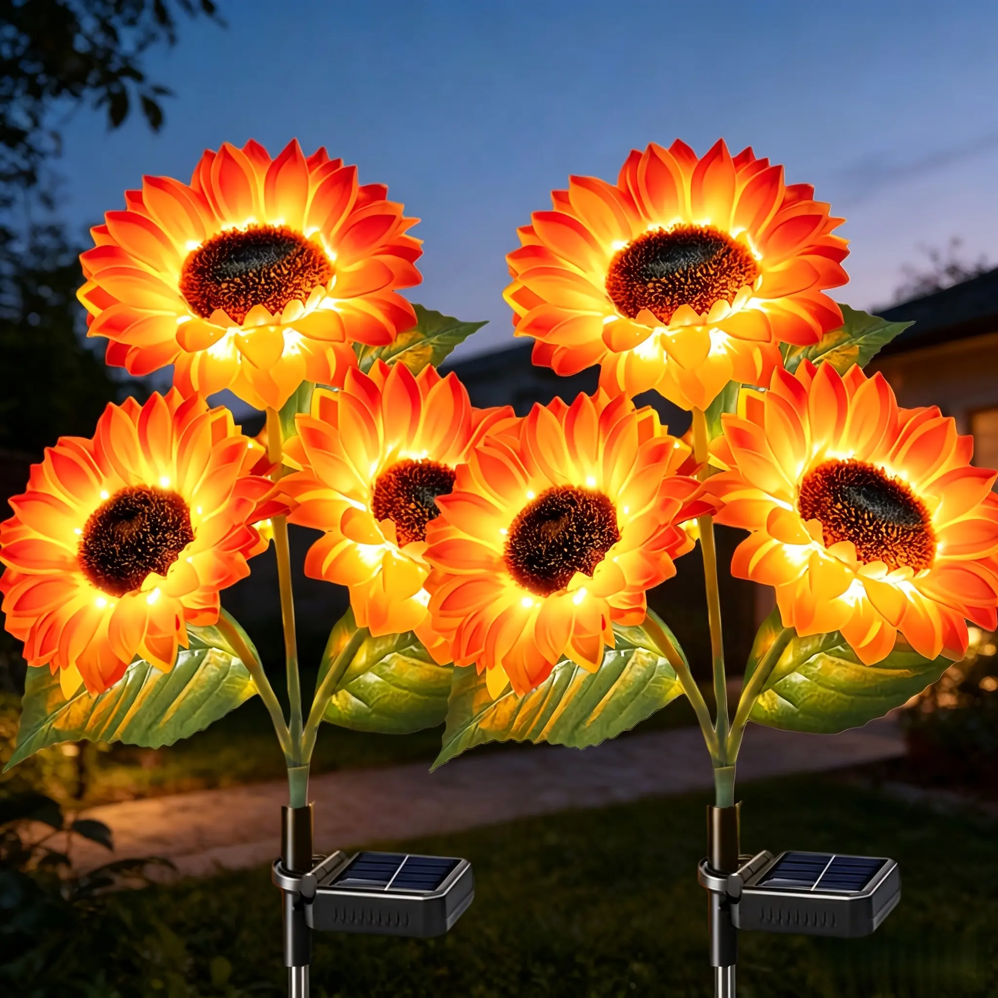 Solar sunflower garden light, outdoor all-season artificial flower light for gardens, courtyards, terraces, pathways, balconies, party decoration; Mother’s Day, Father’s Day, Thanksgiving, Christmas, New Year decorations; IP44