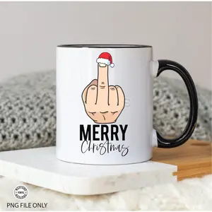 middle finger merry christmas mug, Present White Ceramic Mug,Christmas Thanksgiving Festival ,Friends Gift Present