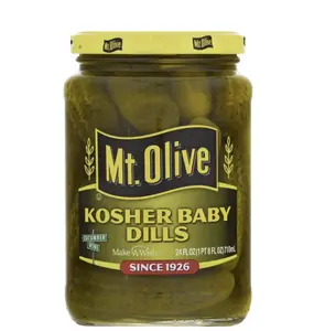 Mt. Olive Kosher Baby Dill Pickles, 24 fl oz Jar