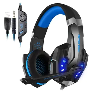 KOTION EACH Wired Gaming Headset, 1 Box Noise Cancelling Over-ear Headphone with LED Light & Mic, Stereo Gaming Headset for PS4 PC Xbox One PS5 Controller