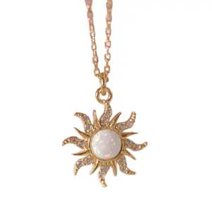 Vintage Gold Sunburst Opal Jewelry Set Celestial Star Pendant Necklace Dangle Hoop Earrings Colorful Band Ring for Women MatchingJewelry GiftForHer outdoorfun