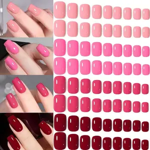 96pcs Light Press-On Nails, Square French Style, Glossy Small Size, Full Coverage Artificial Nails, Manicure Kit, Nail Tips Art