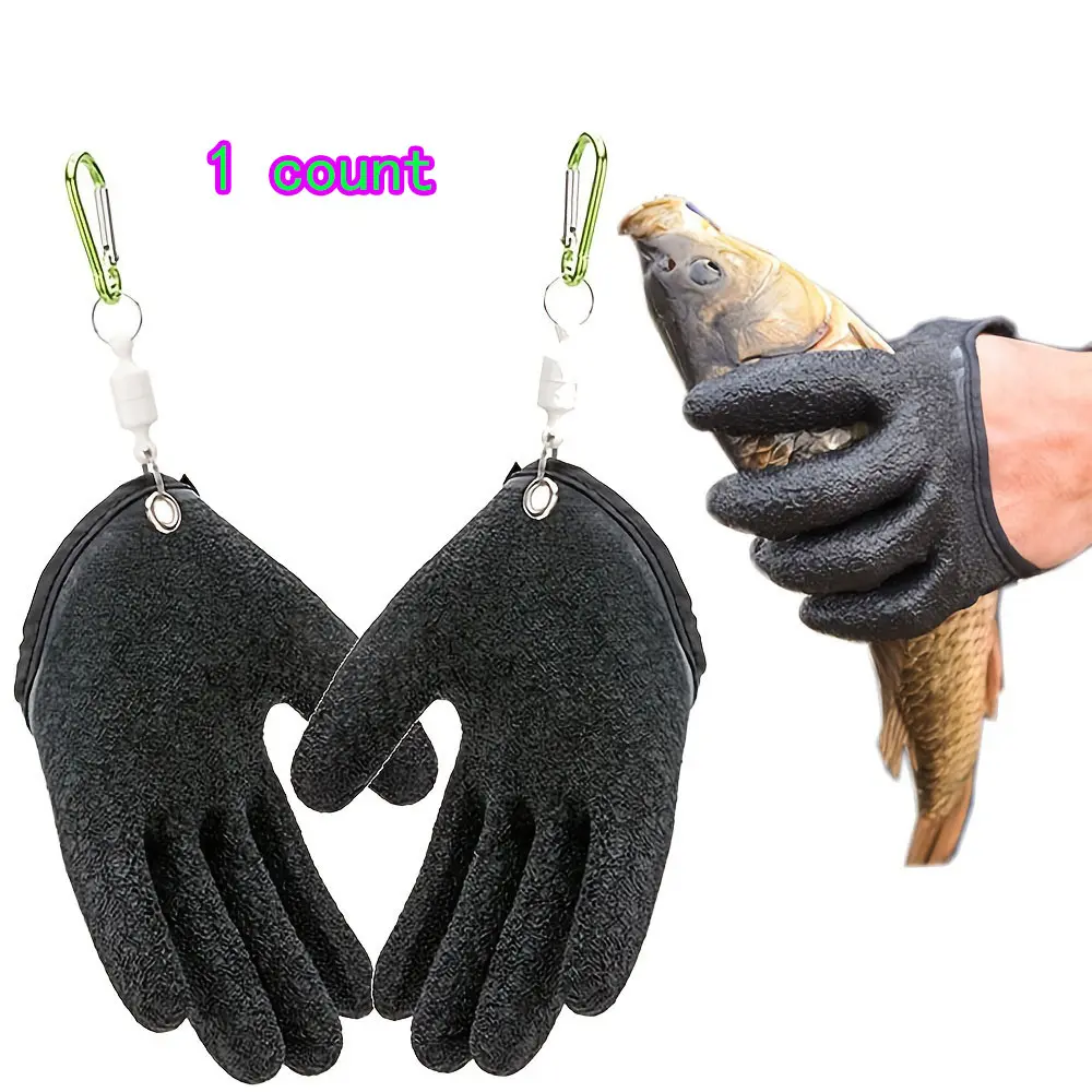 1 pcs anti-slip fishing gloves, Yadi fishing latex gloves, stab-proof, puncture-proof, waterproof sea fishing gloves thickened magnetic buckle, wear-resistant sea fishing lure equipment, Fishing accessory