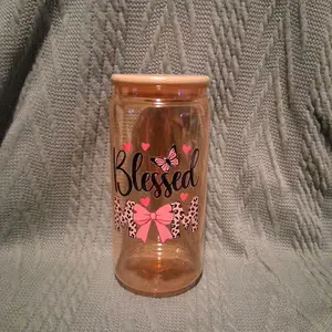 16oz peach plastic tumbler