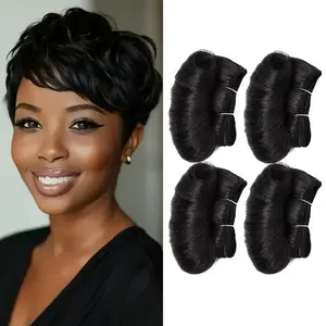 Curly Hair Bundles Indian Human Hair Weave Bundles 4Pcs/Lot Short Wavy Human Hair Extensions for Volume Easy Application outdoorfun