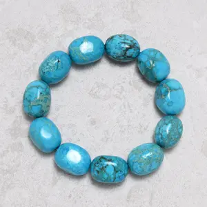 13x18mm King Turquoise Gemstone Elastic Bracelet