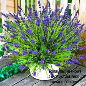 12 pcs Lifelike Artificial Monkey Grass with Lavender Flowers - UV Resistant, Weatherproof, and Realistic Faux Greenery for Outdoor Hanging Planters, Home Garden Decor, Aesthetic Room Decor, and Indoor Space Enhancement, Artificial Outdoor Plants