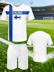 2022 Finland Home Soccer Kids Set, Comfortable Breathable Quick-Dry, Perfect Gift for Sports Training, All Seasons Wear