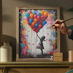 Heart Balloon Girl Paint by Numbers Kit DIY Acrylic Painting for Beginners Relaxing Home Art Decor Wall Decoration Perfect Gift Idea 16x20inch (40x50cm)