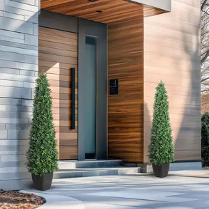 Garvee Set of 2 5FT Artificial Boxwood Trees, UV Resistant Faux Topiary Plants for Indoor & Outdoor Use, Potted Lifelike Shrubs Ideal for Porch, Garden, Office Decoration