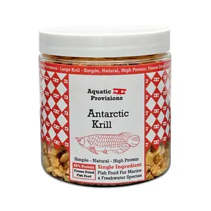 Antarctic Krill, Jumbo Freeze Dried Fish Food - For Saltwater and Freshwater Aquariums - Extra Large Natural Krill with 50% protein